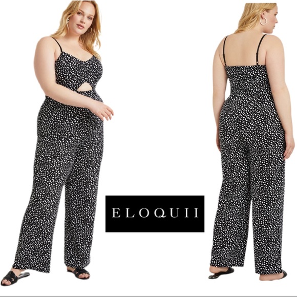 NWOT Eloquii Black White Jumpsuit with Cutout - Picture 2 of 11